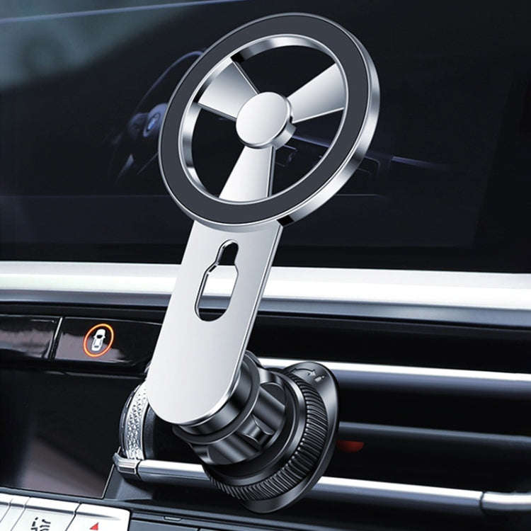 F73 MagSafe Magnetic Suction 360 Degree Rotating Car Phone Holder (Silver)