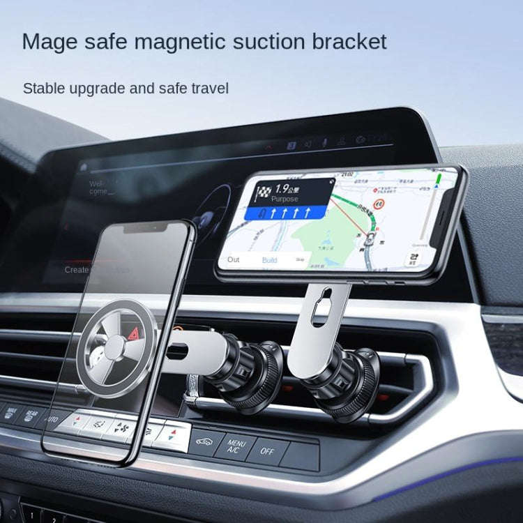 F73 MagSafe Magnetic Suction 360 Degree Rotating Car Phone Holder (Silver)
