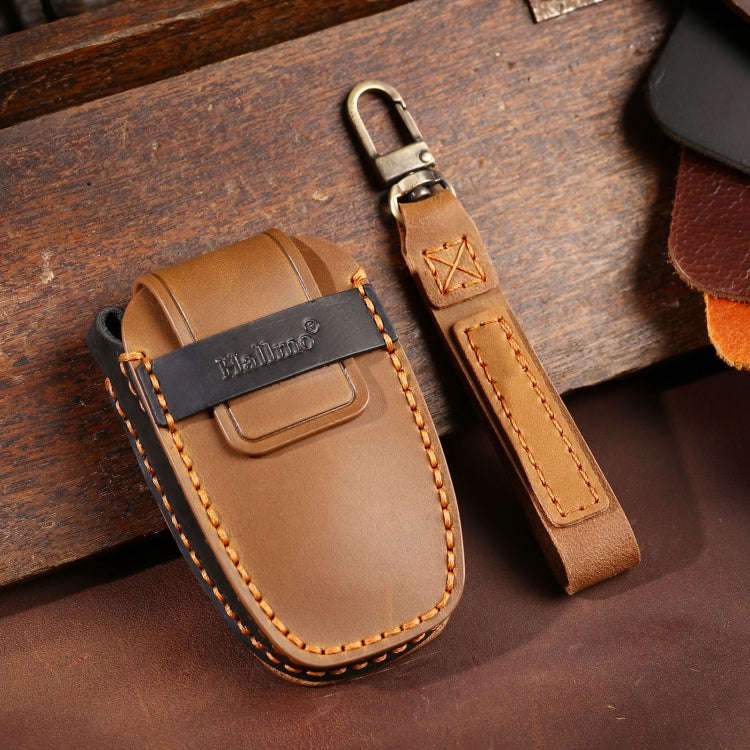 For Lincoln Hallmo Car Cowhide Leather Key Protective Cover Key Case(Brown)