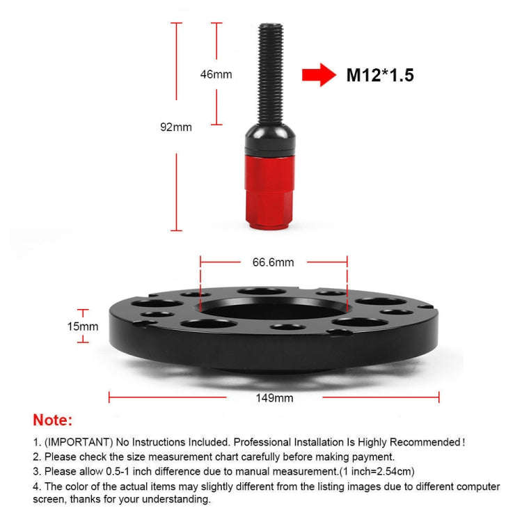 For Mercedes-Benz 15mm Car Modified Wheel Hub Flange Center Wheel Spacer with M12x1.5 Screws (Red)