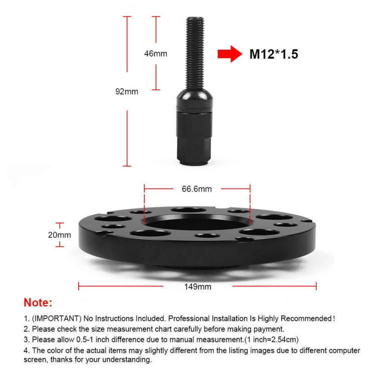 For Mercedes-Benz 20mm Car Modified Wheel Hub Flange Center Wheel Spacer with M12x1.5 Screws (Black)