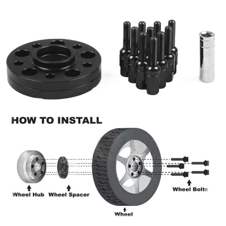 For Mercedes-Benz 20mm Car Modified Wheel Hub Flange Center Wheel Spacer with M12x1.5 Screws (Black)