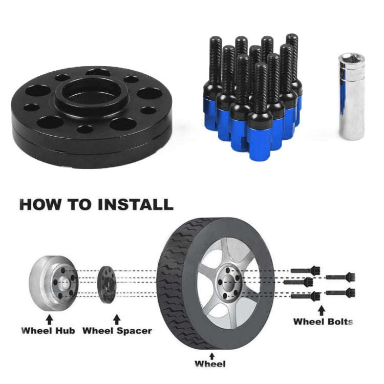 For Mercedes-Benz 20mm Car Modified Wheel Hub Flange Center Wheel Spacer with M12x1.5 Screws (Blue)