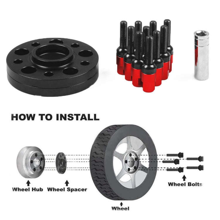 For Mercedes-Benz 20mm Car Modified Wheel Hub Flange Center Wheel Spacer with M12x1.5 Screws (Red)