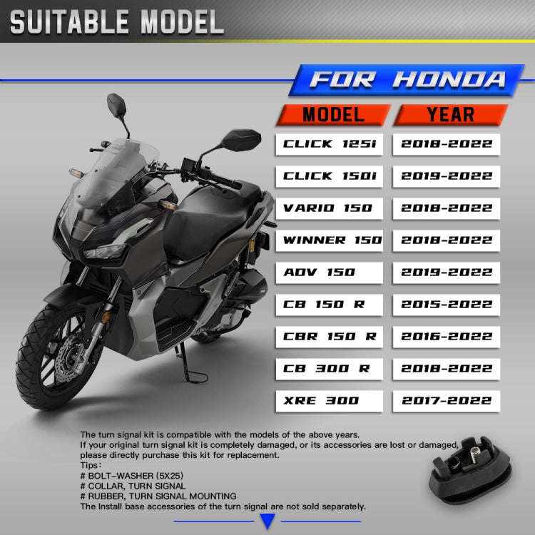 2pcs For Honda RS150 XRE300 CRF300 X-ADV Motorcycles LED Turn Signal Light(Black)