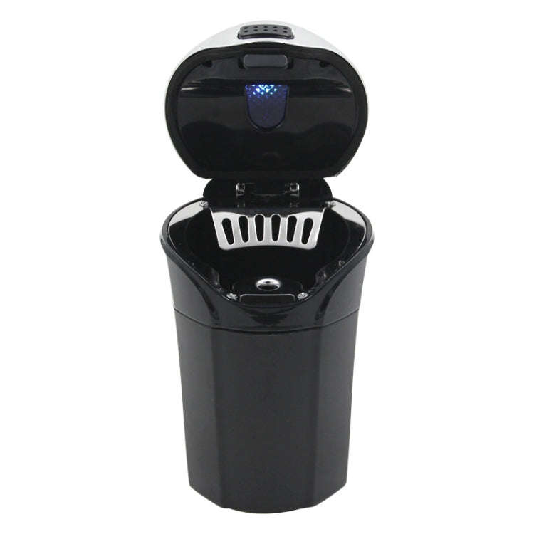 N12B Car Creative Ashtray Solar Power With Light And Cover Car Supplies (Gold)