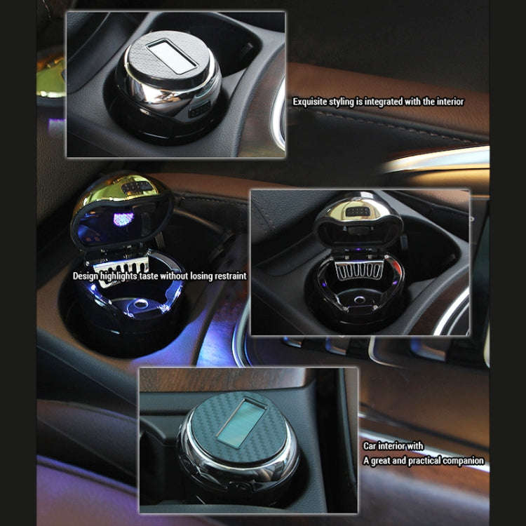 N12B Car Creative Ashtray Solar Power With Light And Cover Car Supplies (Gold)