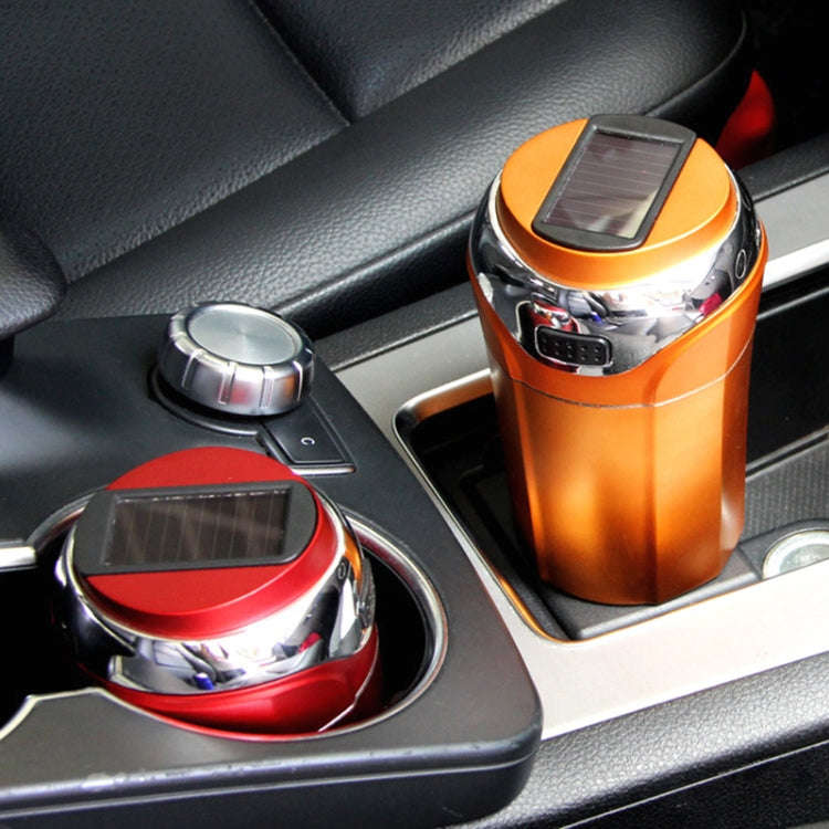 N12E Car Creative Ashtray Solar Power With Light And Cover With Cigarette Liighter (Red)
