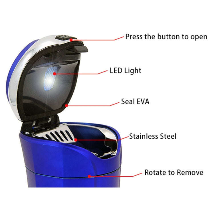 N12E Car Creative Ashtray Solar Power With Light And Cover With Cigarette Liighter (Red)