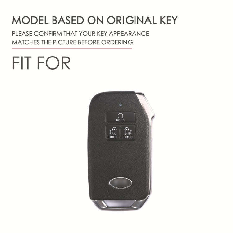 For KIA Carnival EX / SX Hallmo Car Cowhide Leather Key Protective Cover Key Case(Blue)