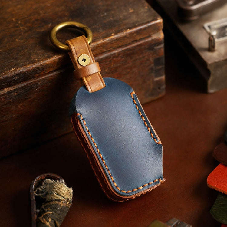 For Kia Sorento Hallmo Car Cowhide Leather Key Protective Cover Key Case(Blue)