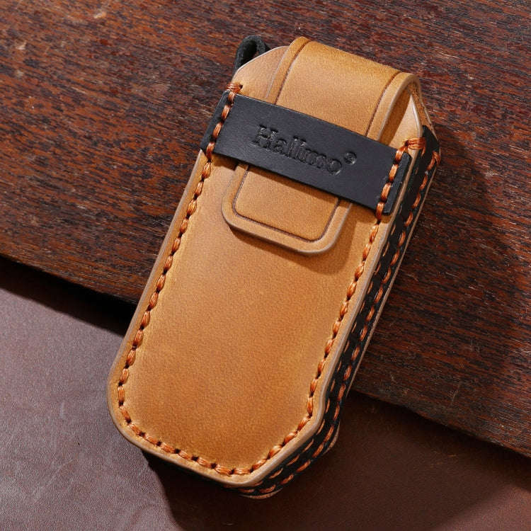 For Kia 5-button Hallmo Car Cowhide Leather Key Protective Cover Key Case(Brown)