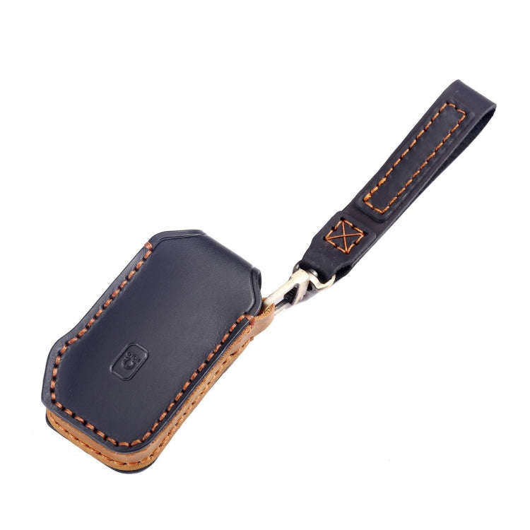 For Kia Sorento / Seltos 2021 / K5 Hallmo Car Cowhide Leather Key Protective Cover Key Case(Blue)