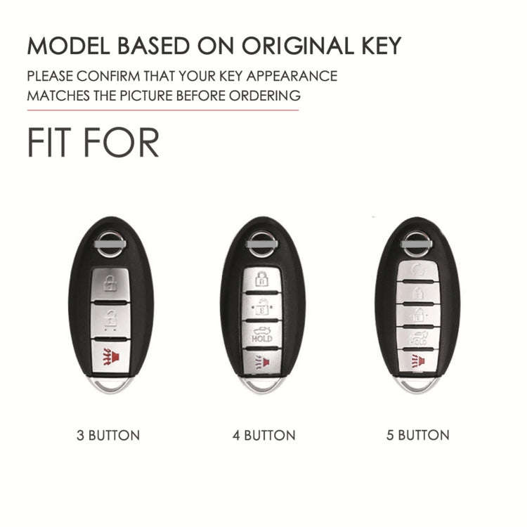 For Nissan 4-button Horn Hallmo Car Cowhide Leather Key Protective Cover Key Case(Blue)