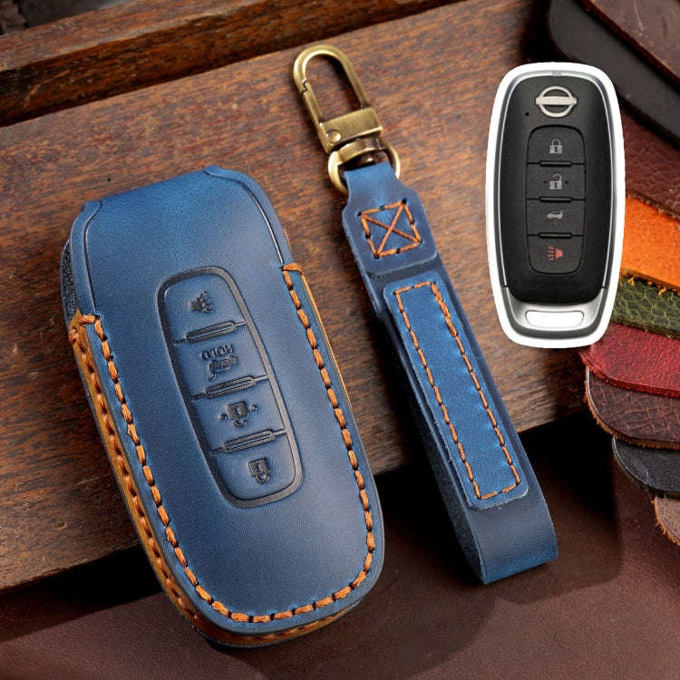 For Nissan Teana / Ariya 4-button Horn Hallmo Car Cowhide Leather Key Protective Cover Key Case(B...