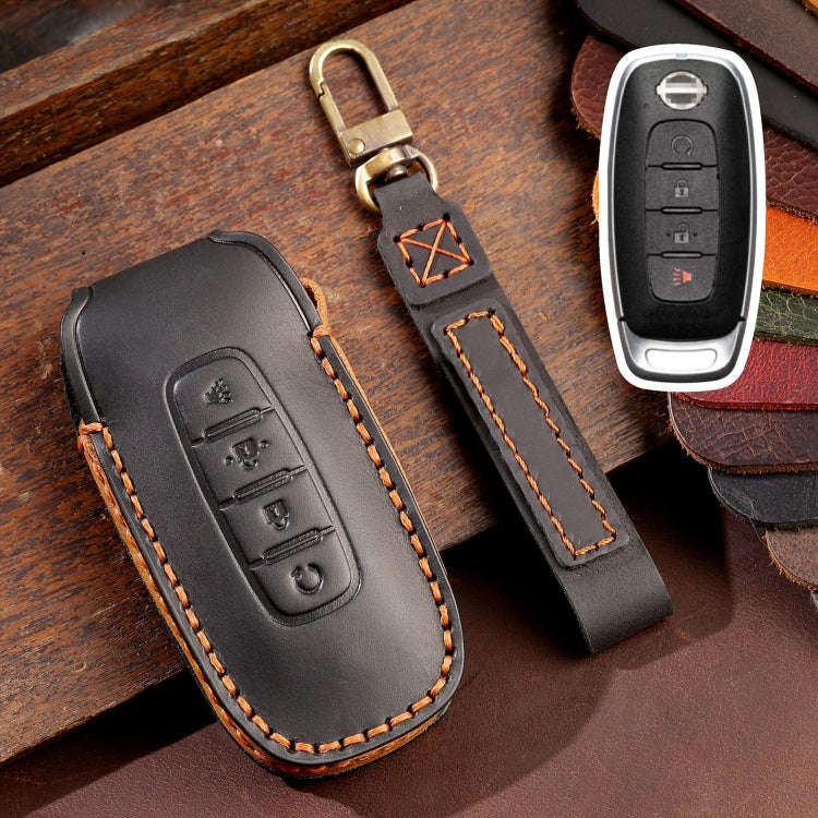 For Nissan Teana / Ariya 4-button Start Hallmo Car Cowhide Leather Key Protective Cover Key Case(...