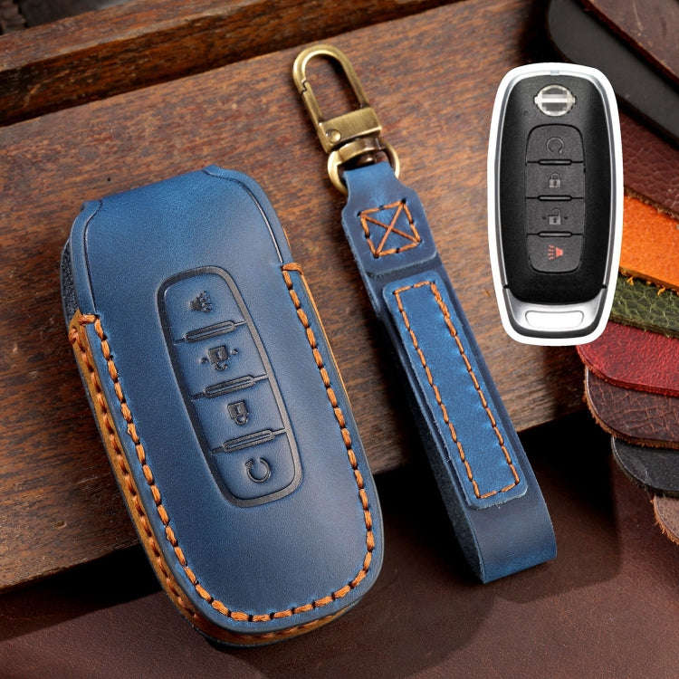 For Nissan Teana / Ariya 4-button Start Hallmo Car Cowhide Leather Key Protective Cover Key Case(...