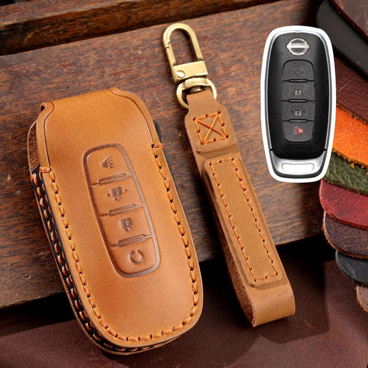 For Nissan Teana / Ariya 4-button Start Hallmo Car Cowhide Leather Key Protective Cover Key Case(...