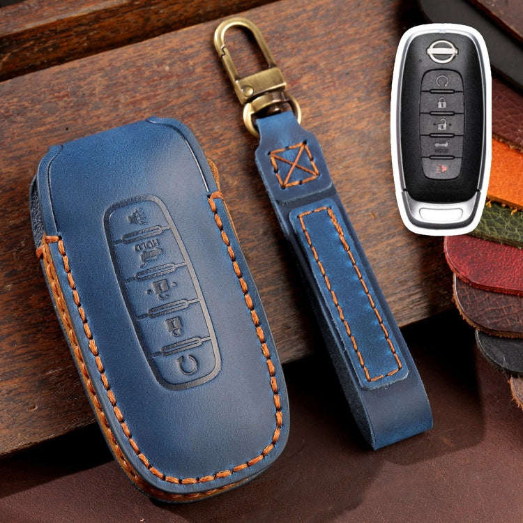 For Nissan Teana / Ariya 5-button Start Hallmo Car Cowhide Leather Key Protective Cover Key Case(...