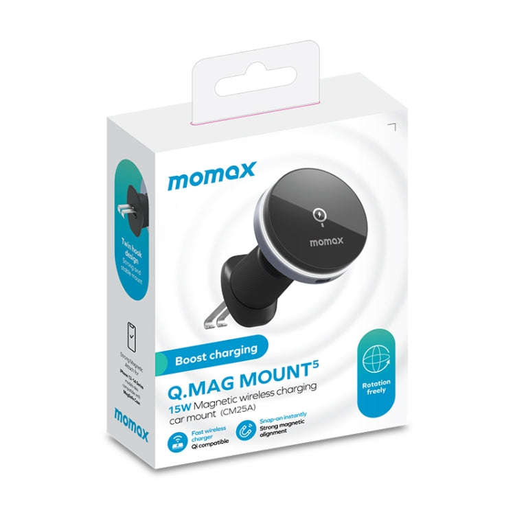 MOMAX CM25A Magnetic Wireless Charger Car Air Outlet Phone Holder