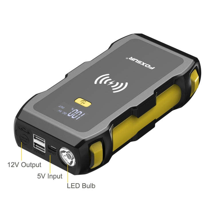 FOXSUR FJS-800 12V Car Multifunctional Wireless Charging Emergency Start Power Supply (Yellow)