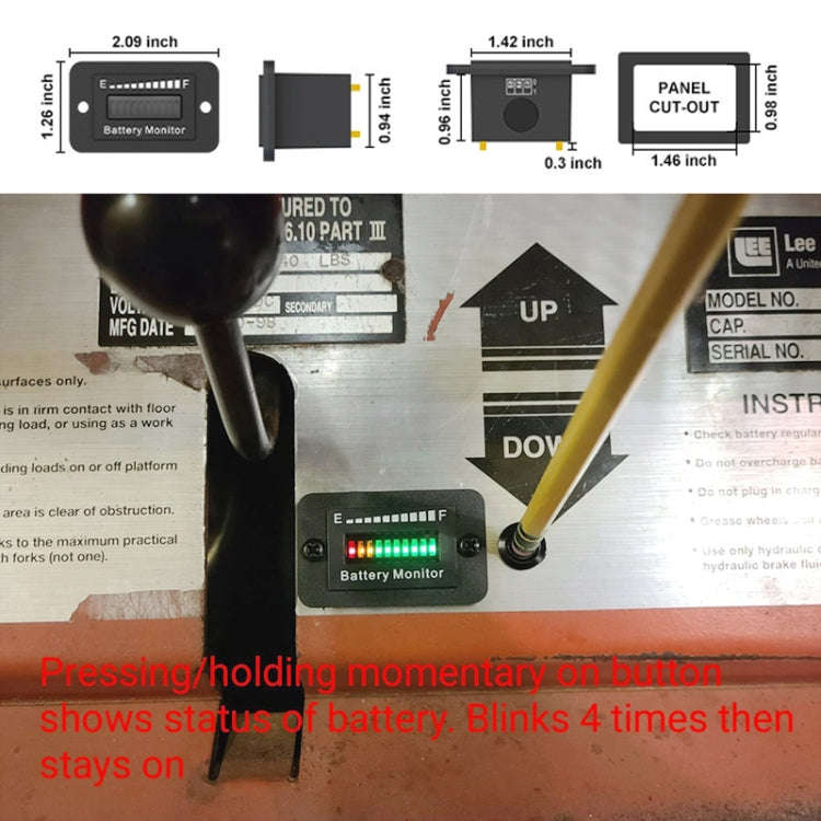BM210 Electric Vehicles / Golf Carts LED Battery Indicator Adjustable Voltage 12V-72V