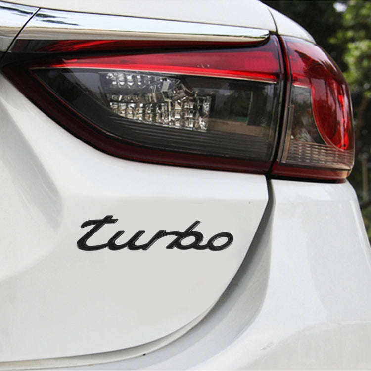 Car TURBO Personalized Aluminum Alloy Decorative Stickers, Size: 13x3x0.3cm (Black)