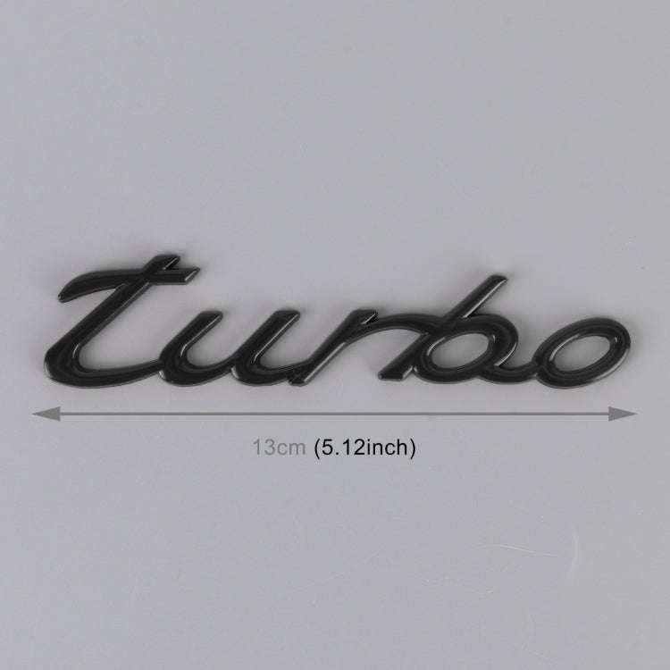 Car TURBO Personalized Aluminum Alloy Decorative Stickers, Size: 13x3x0.3cm (Black)