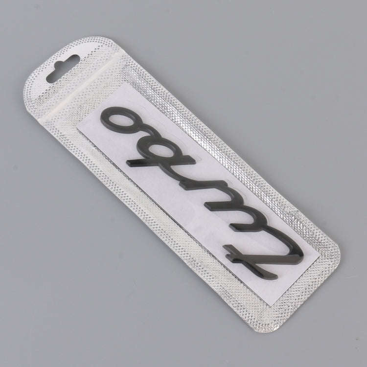 Car TURBO Personalized Aluminum Alloy Decorative Stickers, Size: 13x3x0.3cm (Black)