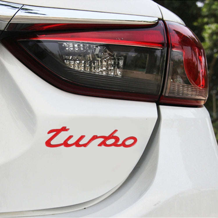 Car TURBO Personalized Aluminum Alloy Decorative Stickers, Size: 13x3x0.3cm (Red)