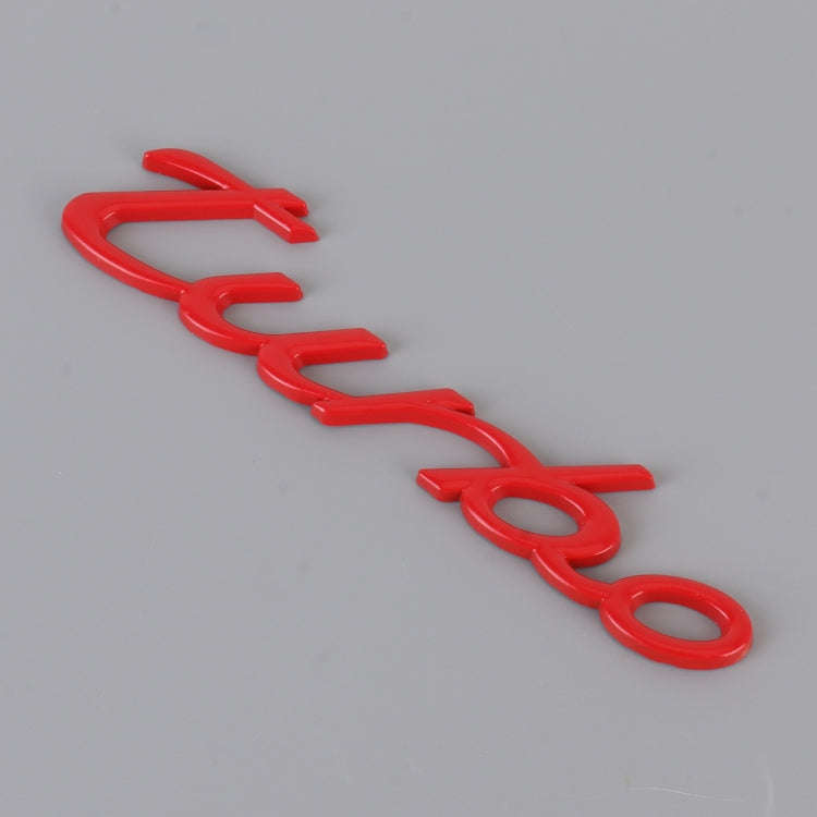 Car TURBO Personalized Aluminum Alloy Decorative Stickers, Size: 13x3x0.3cm (Red)