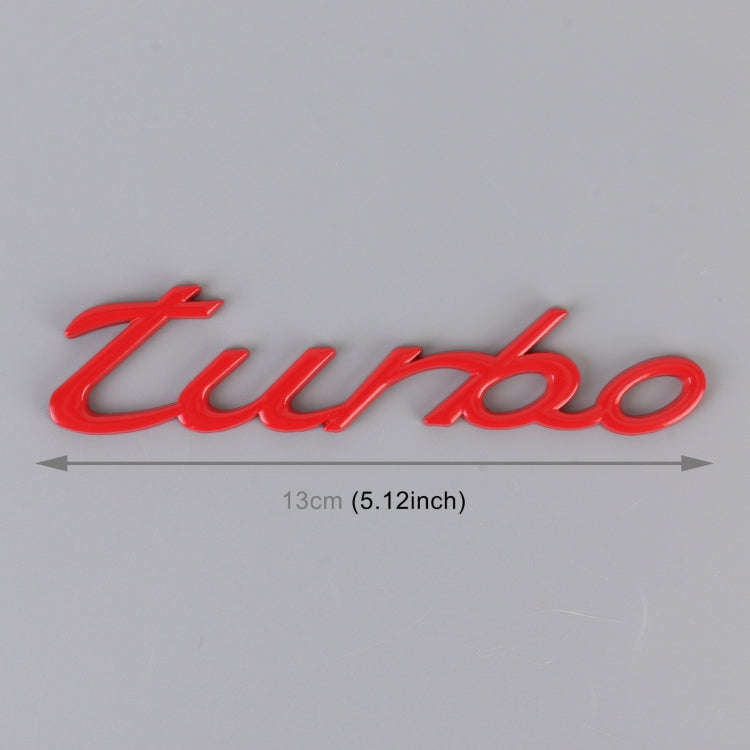 Car TURBO Personalized Aluminum Alloy Decorative Stickers, Size: 13x3x0.3cm (Red)