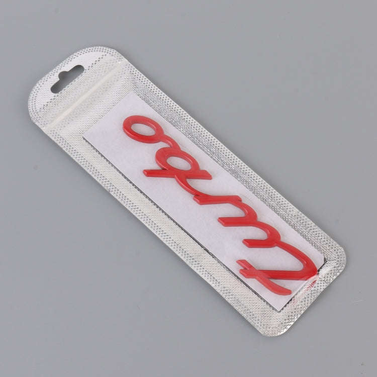 Car TURBO Personalized Aluminum Alloy Decorative Stickers, Size: 13x3x0.3cm (Red)