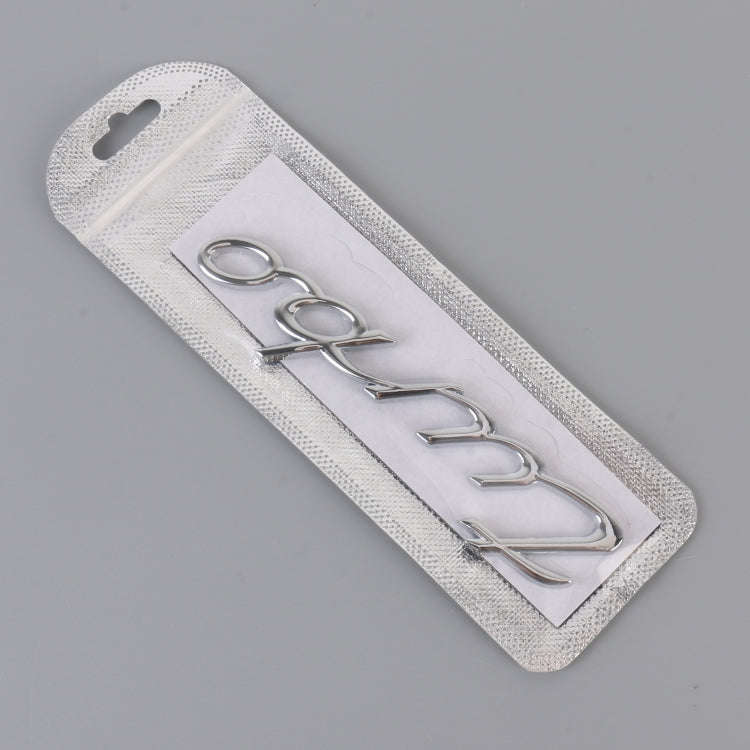 Car TURBO Personalized Aluminum Alloy Decorative Stickers, Size: 13x3x0.3cm (Silver)