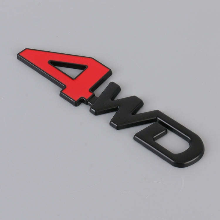Car 4WD Personalized Aluminum Alloy Decorative Stickers, Size: 13x3.5x0.3cm (Black Red)