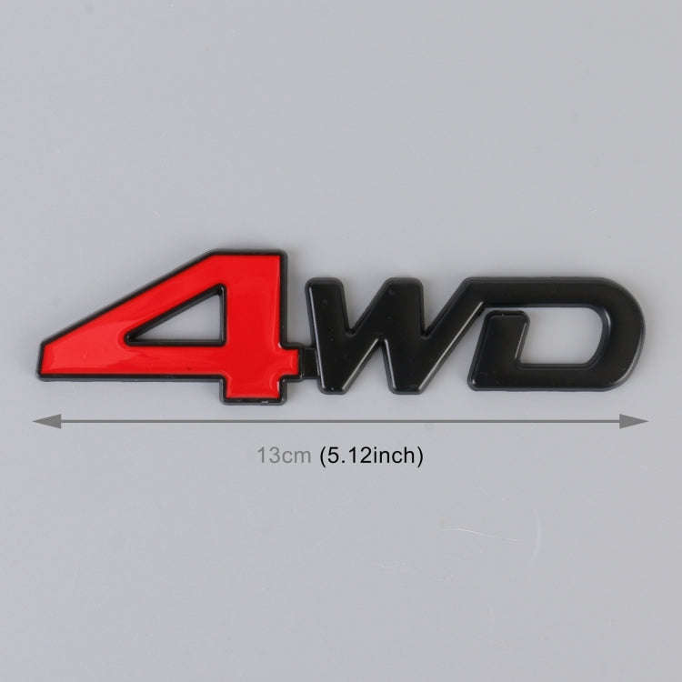 Car 4WD Personalized Aluminum Alloy Decorative Stickers, Size: 13x3.5x0.3cm (Black Red)