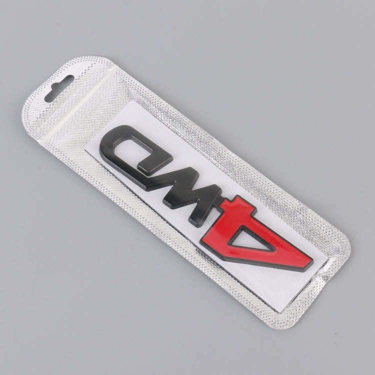 Car 4WD Personalized Aluminum Alloy Decorative Stickers, Size: 13x3.5x0.3cm (Black Red)