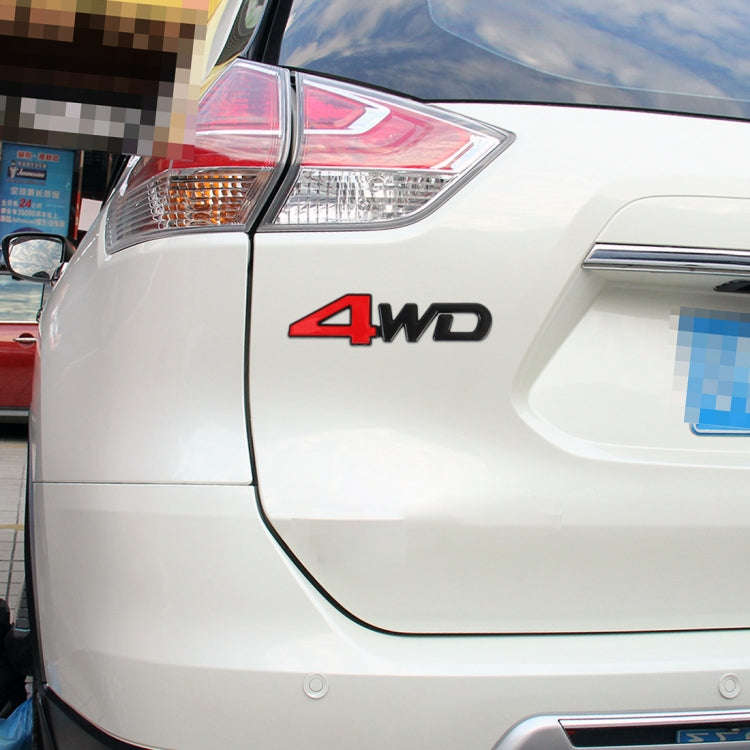 Car 4WD Personalized Aluminum Alloy Decorative Stickers, Size: 13x3.5x0.3cm (Black Red)