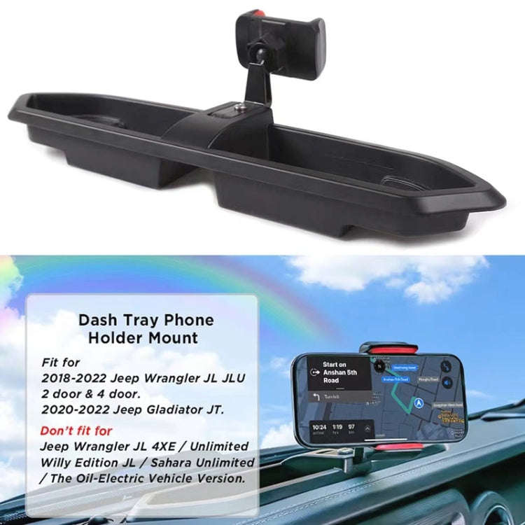 For Jeep Wrangler JL / JT 2018 Car Modified Dashboard Storage Box with Phone Navigation Bracket