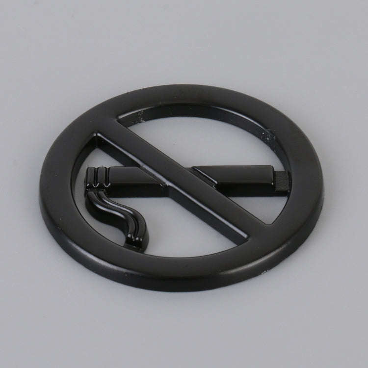 Car No Smoking Sign Personalized Aluminum Alloy Decorative Sticker, Size: 5 x 0.33cm (Black)