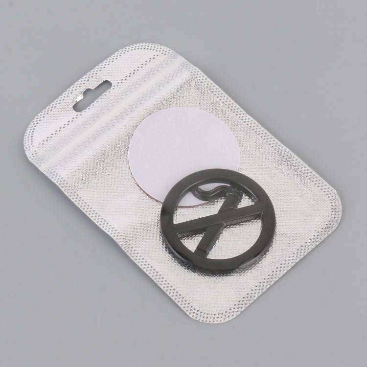 Car No Smoking Sign Personalized Aluminum Alloy Decorative Sticker, Size: 5 x 0.33cm (Black)
