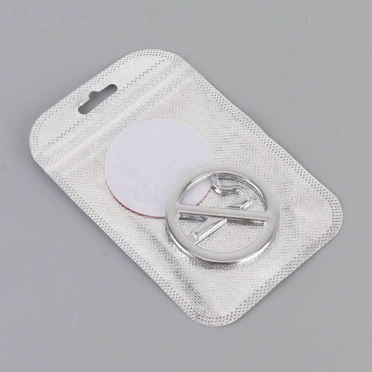 Car No Smoking Sign Personalized Aluminum Alloy Decorative Sticker, Size: 5 x 0.33cm (Silver)