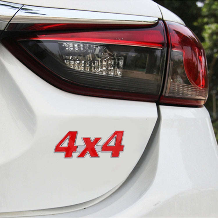 Car Number 4 x 4 Personalized Aluminum Alloy Decorative Sticker, Size: 9 x 3.5 x 2.3cm (Red)