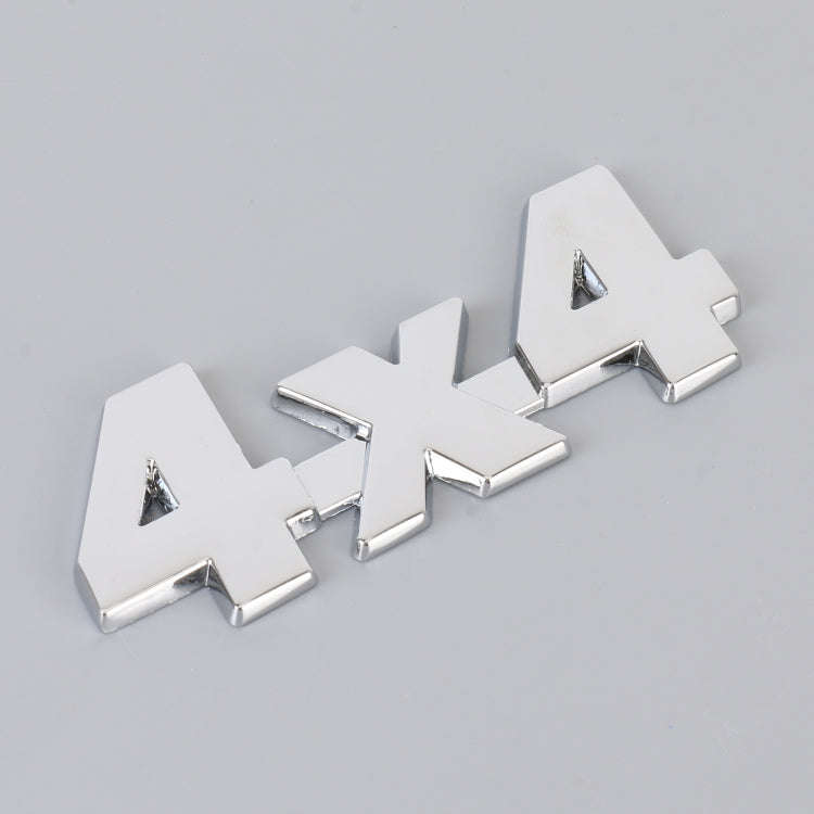 Car Number 4 x 4 Personalized Aluminum Alloy Decorative Sticker, Size: 9 x 3.5 x 2.3cm (Silver)