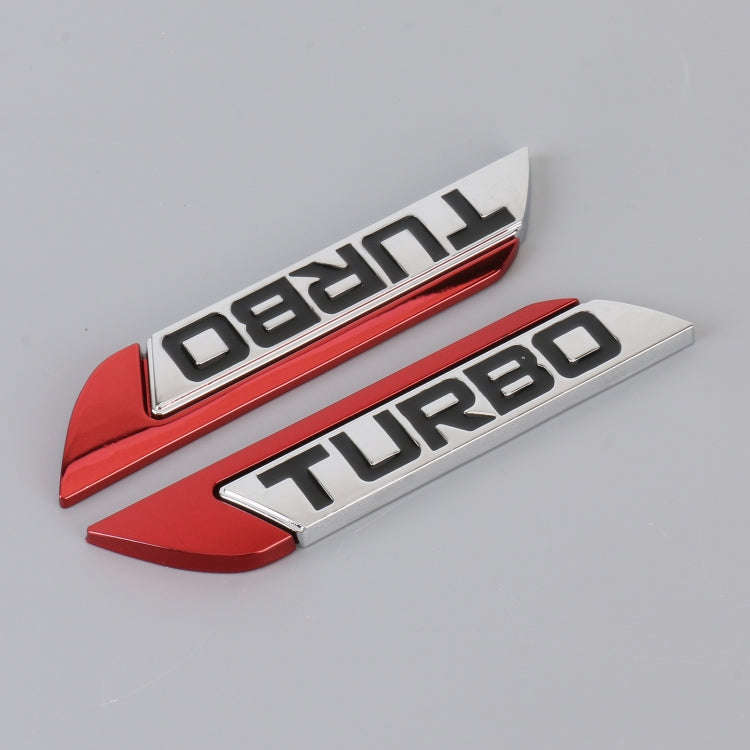 1 Pair Car Turbo Personalized Aluminum Alloy Decorative Stickers, Size: 11.5 x 2.5 x 0.5cm (Red)