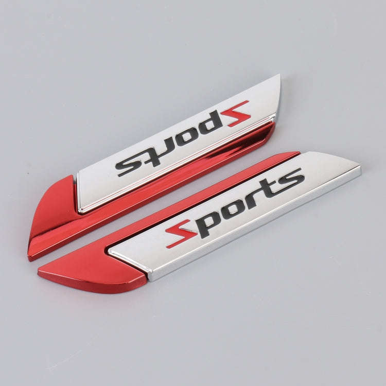 1 Pair Car SPORTS Personalized Aluminum Alloy Decorative Stickers, Size: 11.5 x 2.5 x 0.5cm (Red)