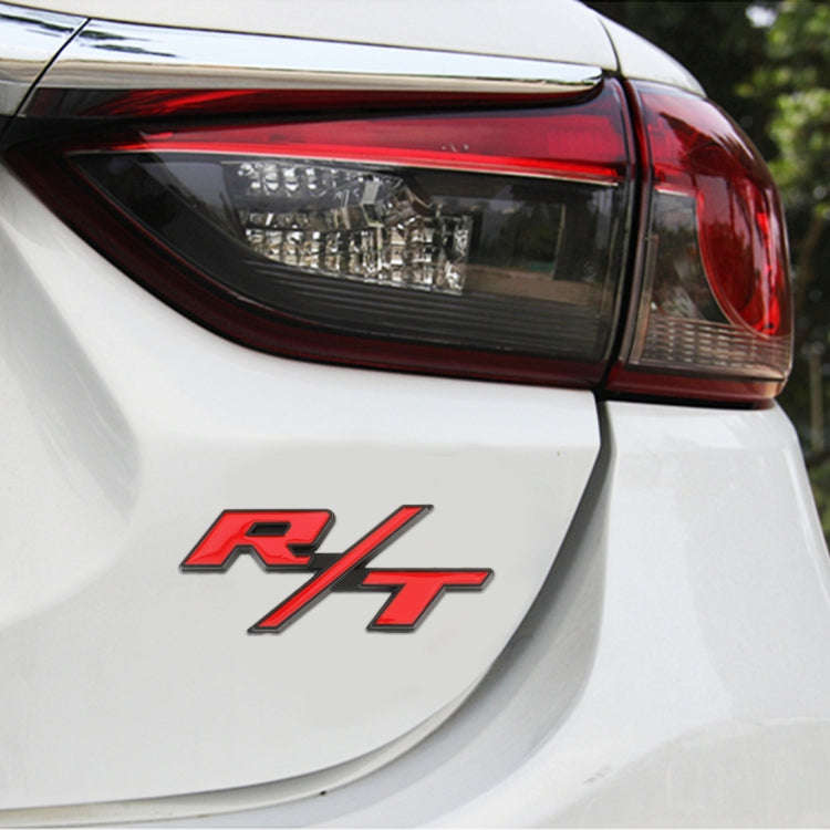 Car R / T Personalized Aluminum Alloy Decorative Stickers, Size:10.5 x 5cm (Black Red)