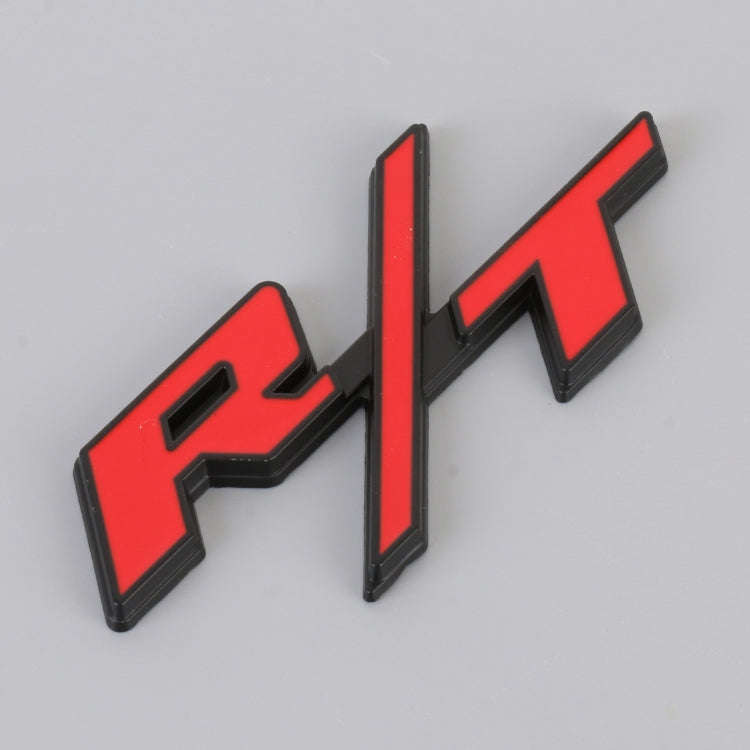 Car R / T Personalized Aluminum Alloy Decorative Stickers, Size:10.5 x 5cm (Black Red)