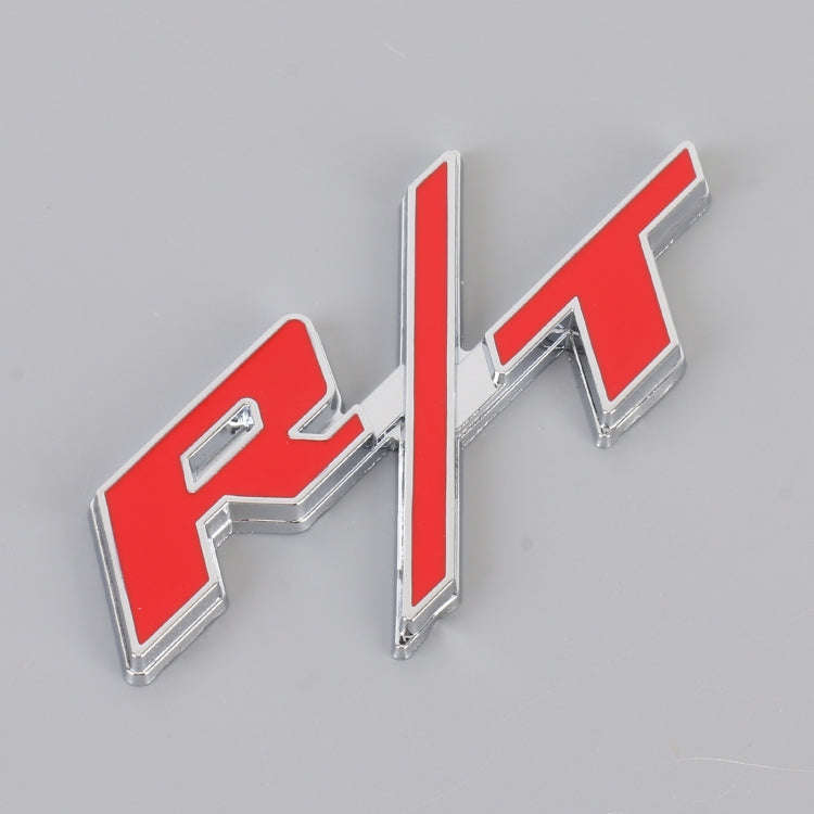 Car R / T Personalized Aluminum Alloy Decorative Stickers, Size:10.5 x 5cm (Silver+Red)