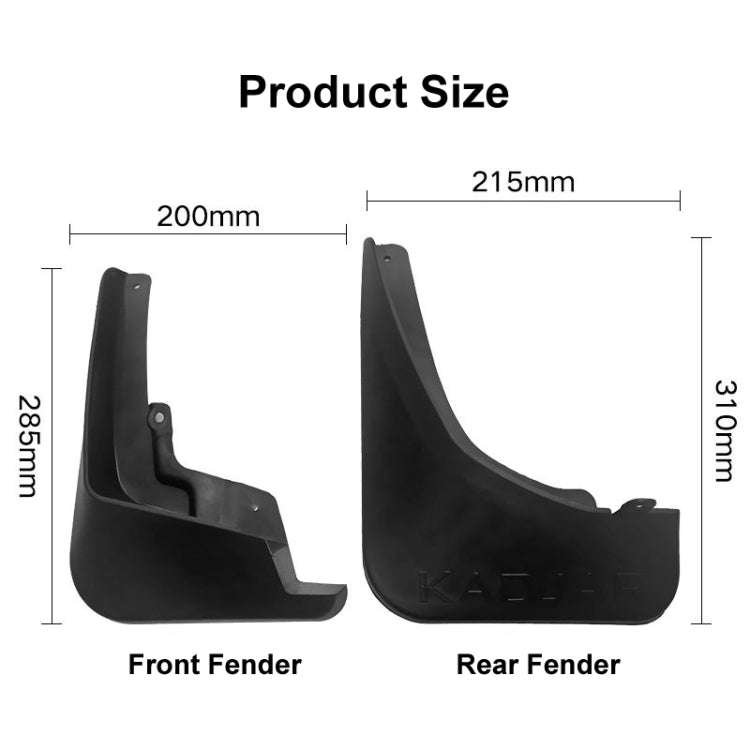 For Renault Kadjar 2016-2019 4pcs/Set Car Auto Soft Plastic Splash Flaps Fender Guard